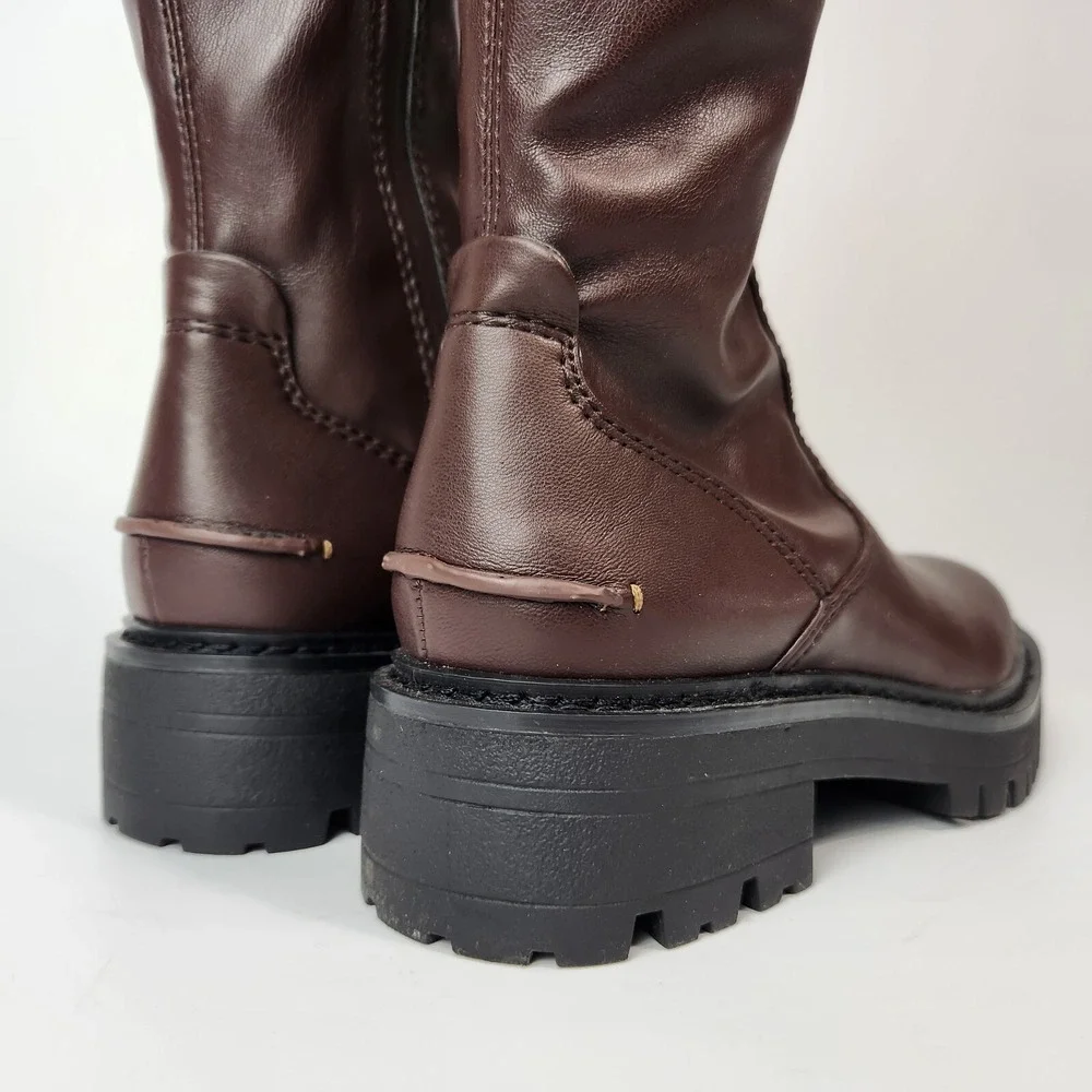 Franco Sarto Boots Womens 5.5 Chunky Lug Sole Over The Knee Boho Academia Preppy